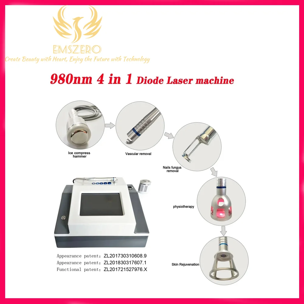 

4-in-1 980nm Diode Laser Vascular Machine - Spider Veins/Blood Vessels Removal & Nail Fungus Treatment