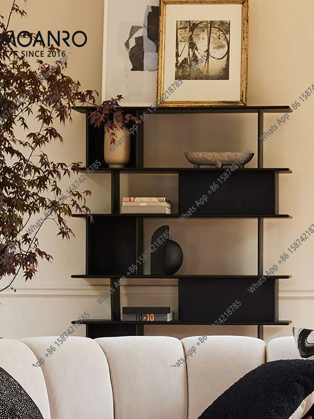 

Designer solid wood Bogu shelf Italian bookshelf Modern floor-to-ceiling black corner cabinet Simple display rack Shelf