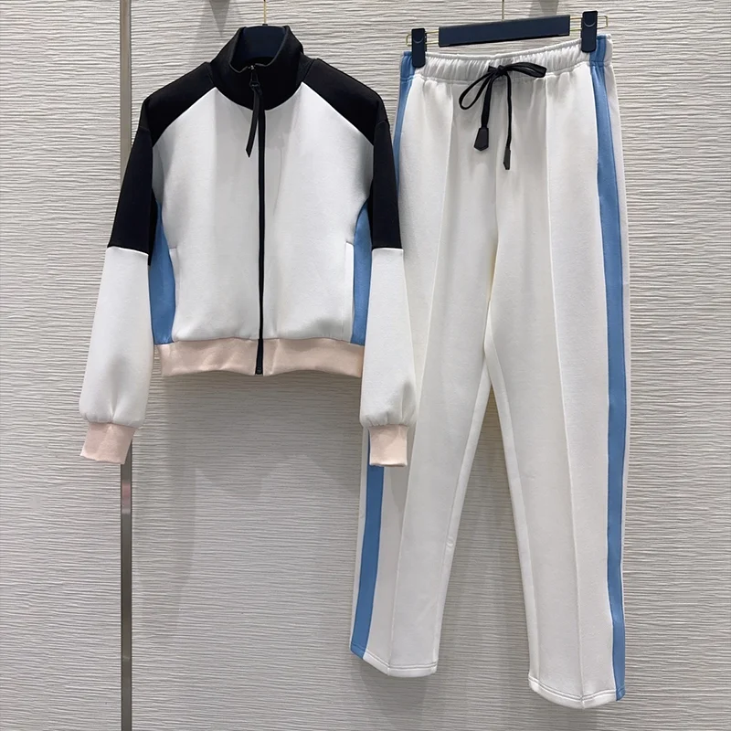 

Высококачественная женская спортивная одежда премиум-класса с воротником-стойкой и курткой на молнии + брюки на шнуровке Комплекты соответствующего цвета 2592947