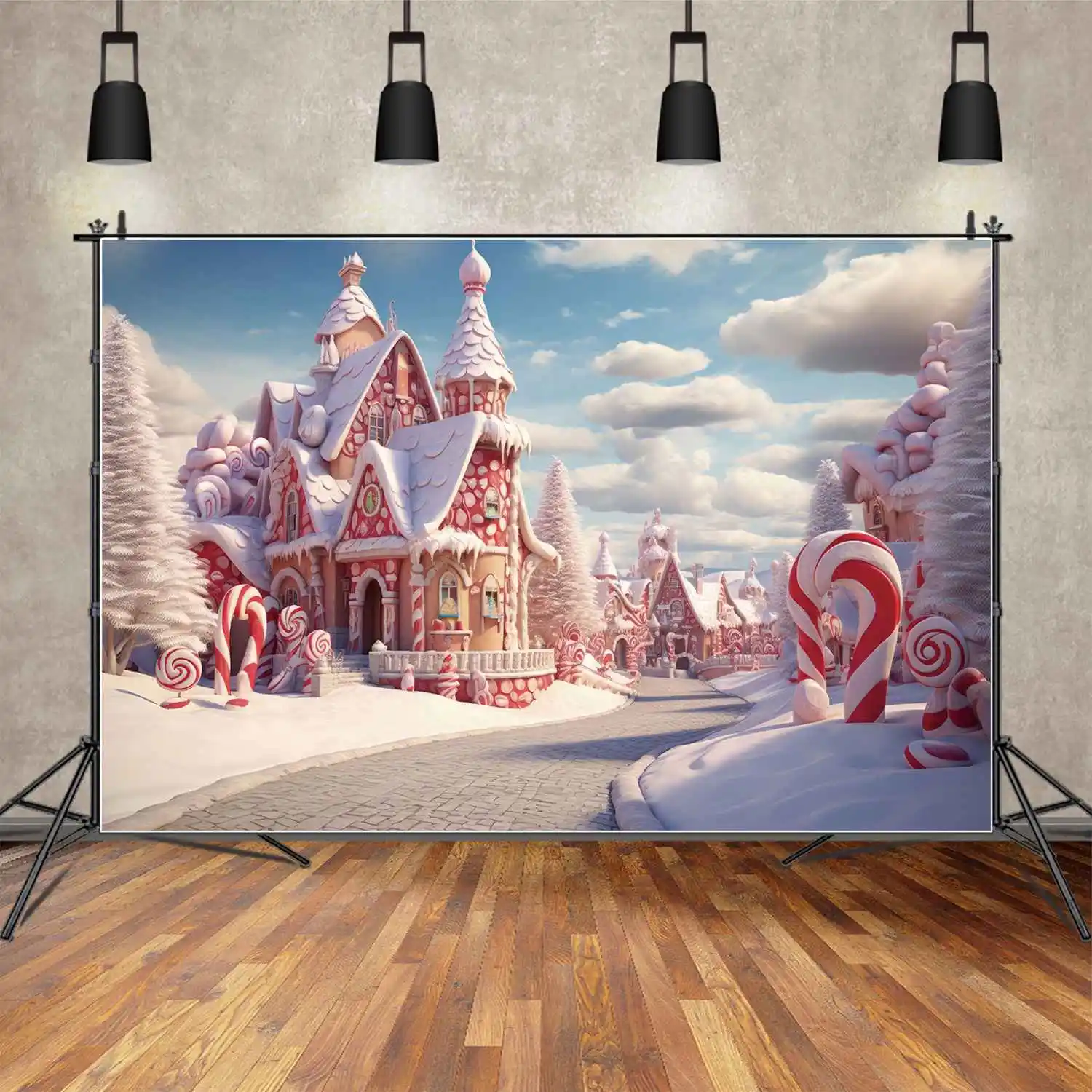 MOON.QG Backdrop Children Frozen Princess Birthday Decoration Background Snow Castle Candy Bar Sugar Lollipop Party Photo Booth