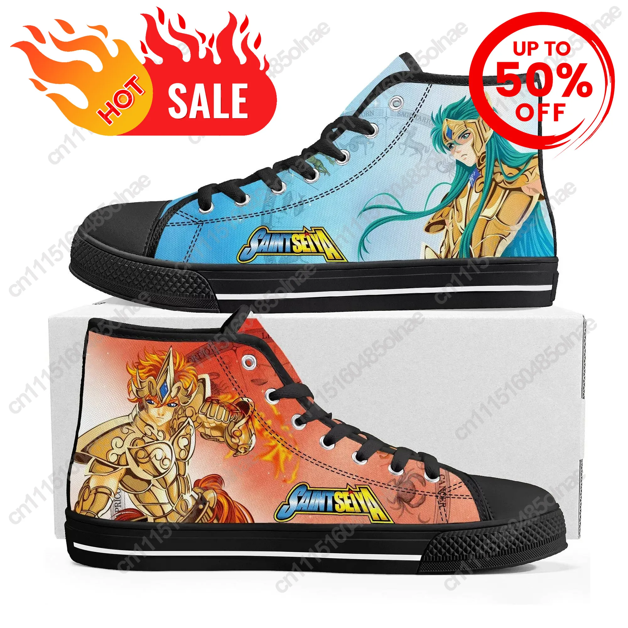 Saint Seiya Top Sneakers Mens Womens Teenager High Quality Canvas Sneaker Japanese Anime Cartoon Casual Custom Made Shoes