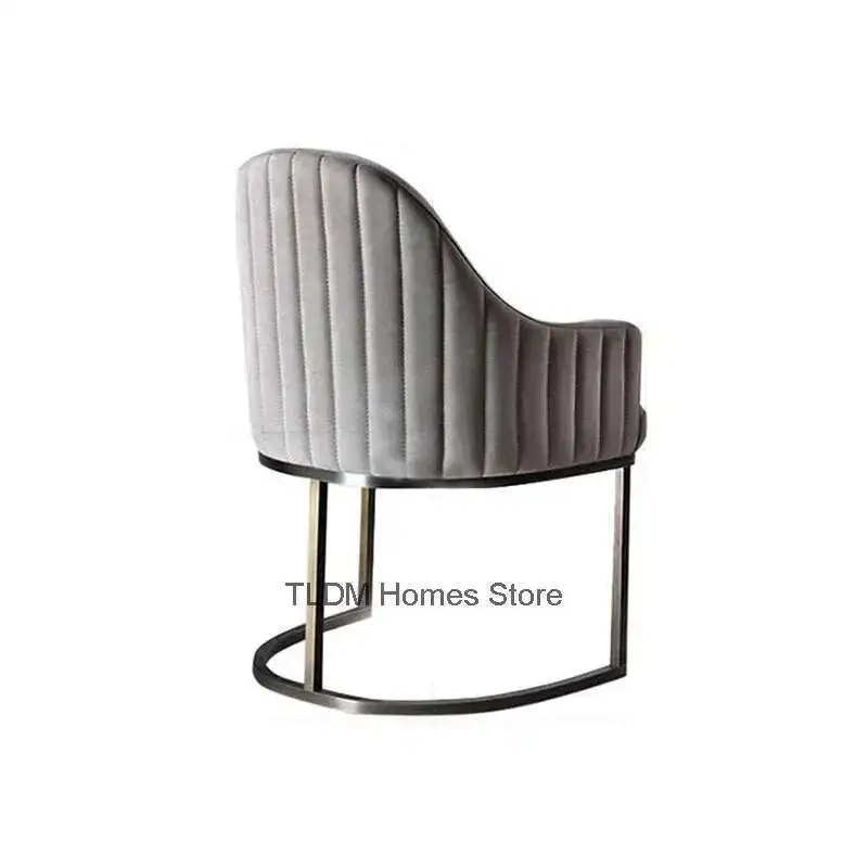 

European Flannel Dining Chairs for Kitchen Designer Armchair Dining Room Furniture Brushed Stainless Steel Home Dining Chair GM