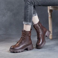 2025New Women's Boots Winter Plush Warm Snow Boots High Quality Leather Boots for Women Fashion Platform Short Boot Botas Mujer