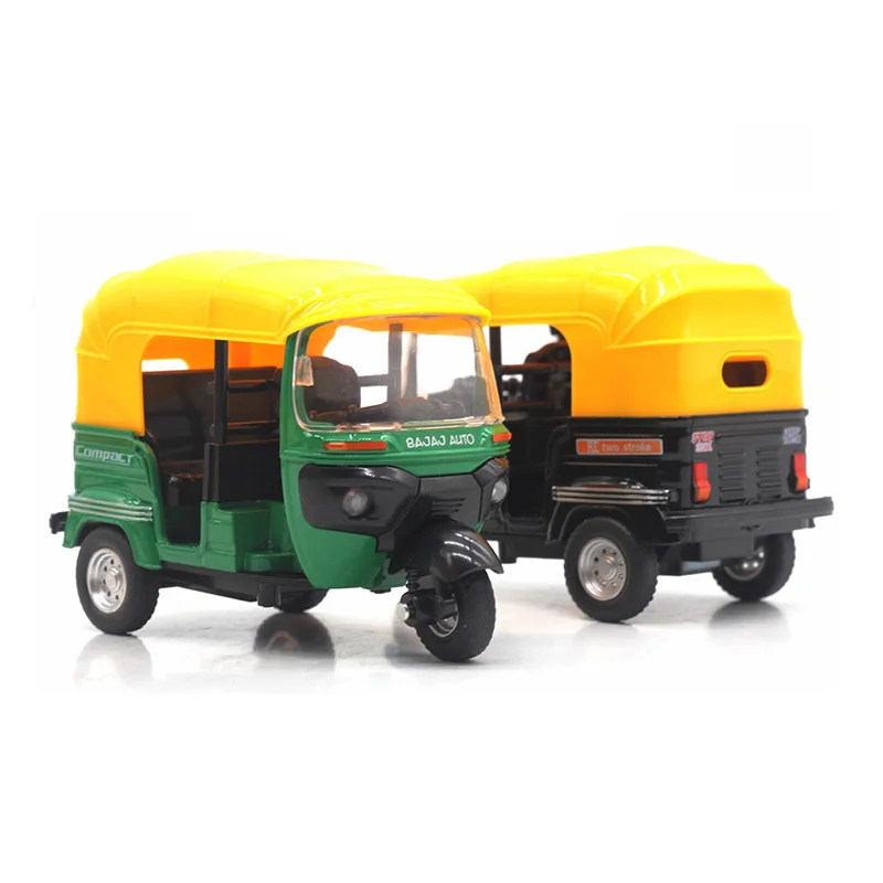 High Simulation Indian Tricycle Cars Toy India Pull Back Light Sound Motorcycle Toys Car for Kids Children Gifts,Green