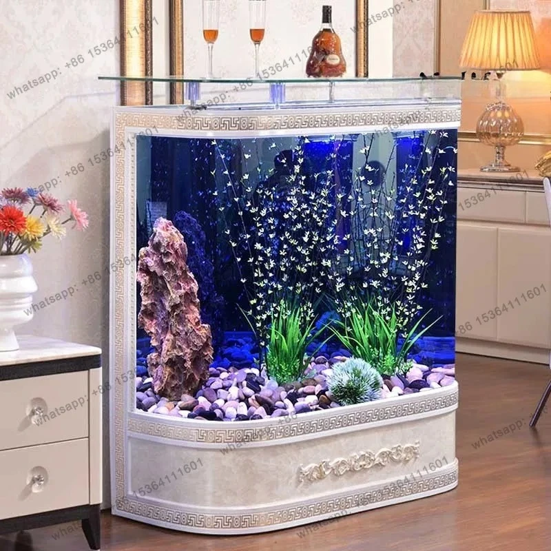 Fish tank living room creative medium and large household modern simple floor back filter bottom filter custom water box