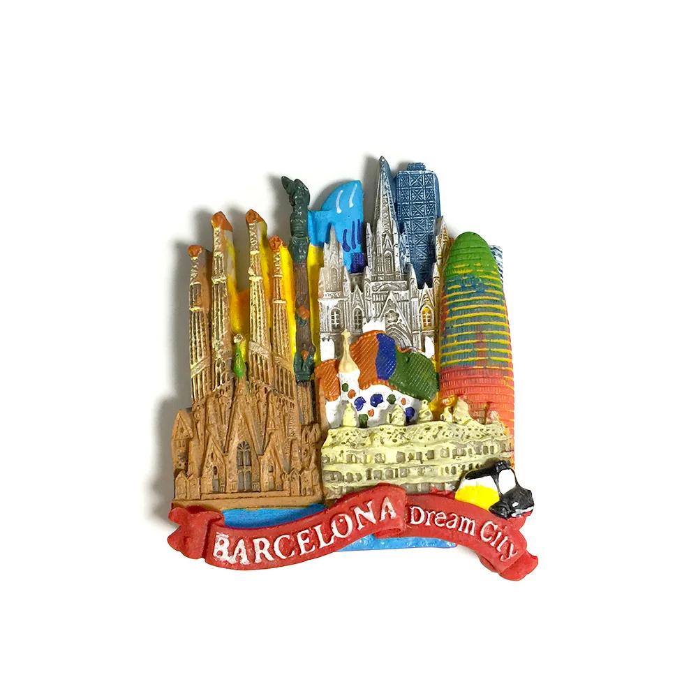 

3D Resin Refrigerator Magnet - Barcelona Dream City - Spain Cultural Heritage - Souvenir from Catalonia