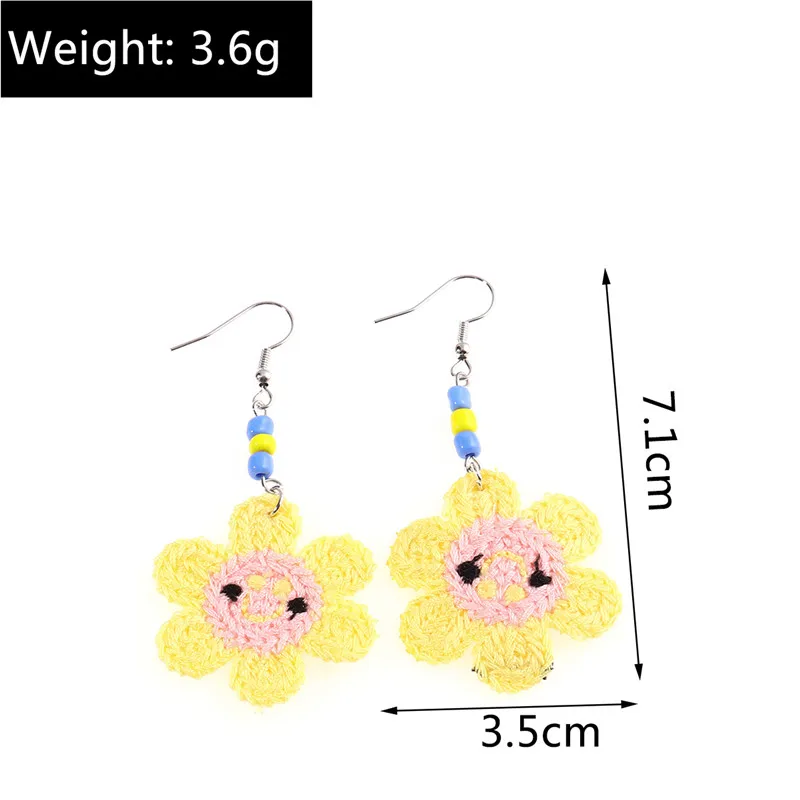 Aihua Rote Farbe Niedliche Gestrickte Blumen Ohrringe für Frauen Mädchen Handgemachte Gehäkelte Blume Rose Ohrringe Geburtstag Party Schmuck Geschenke – Detail 20
