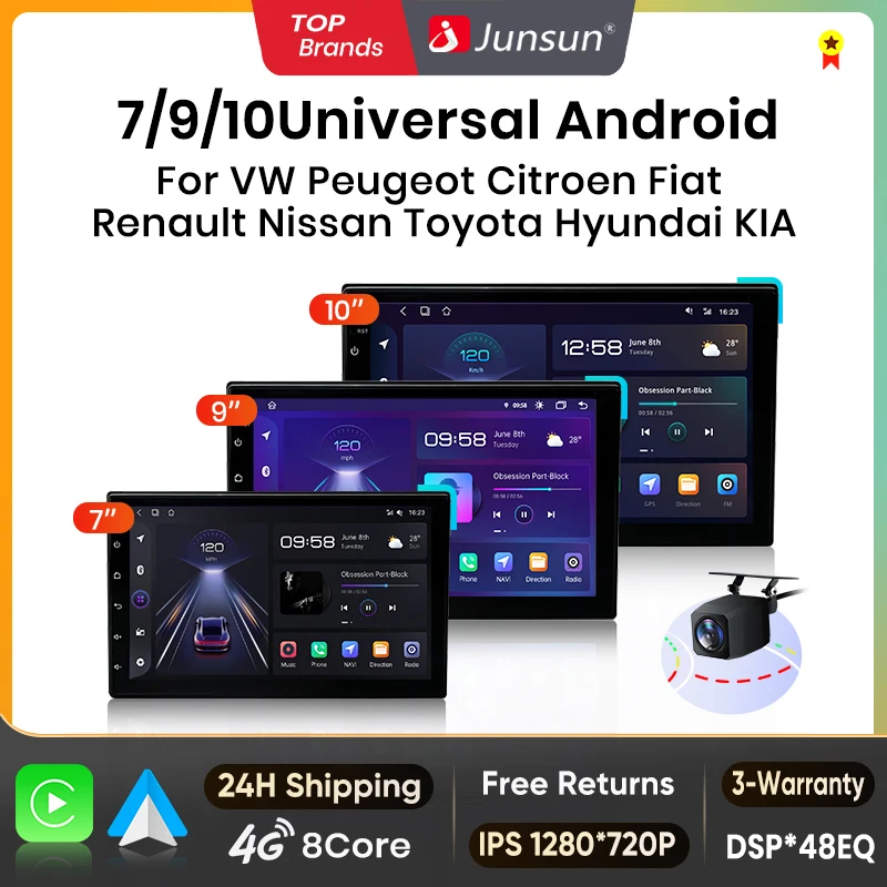 Junsun 7 9 10 Inch Universal Radio Carplay Android Auto Car Stereo Multimedia