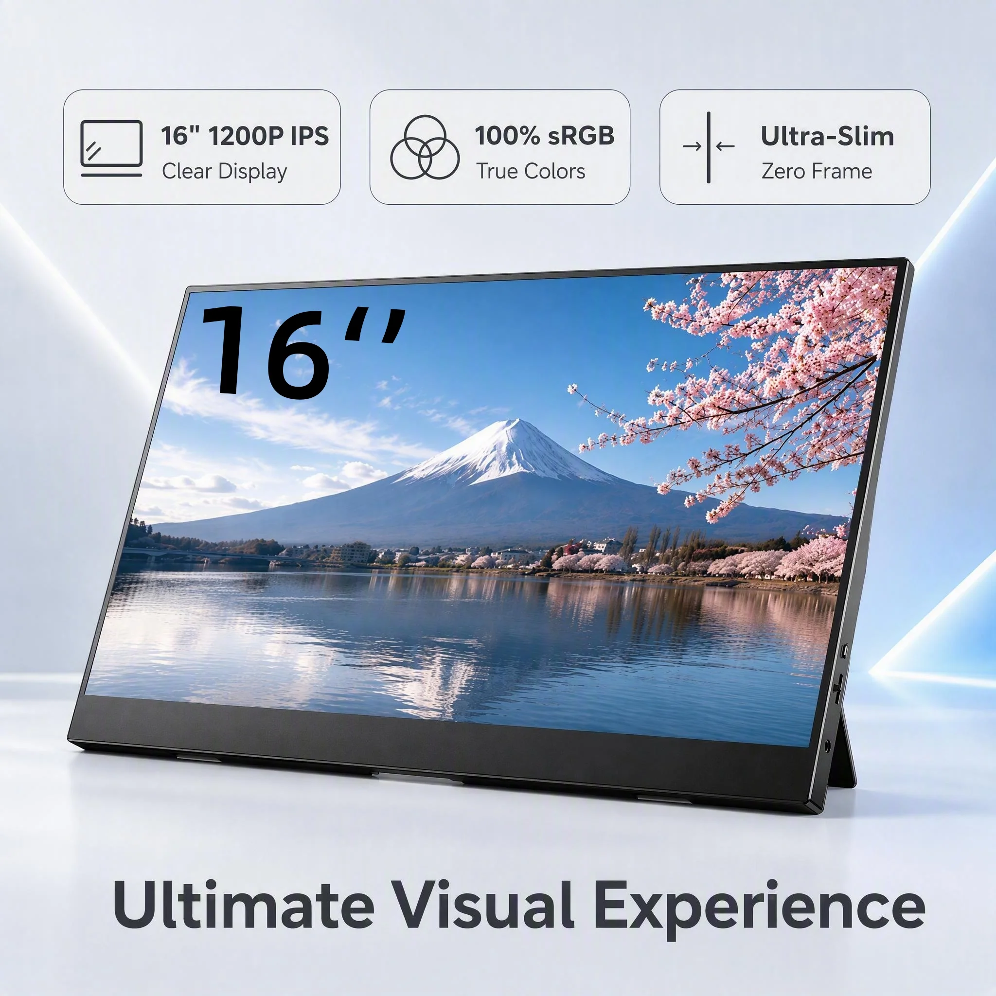 16-inch Portable Monitor, 100% sRGB, 1200P, USB-C & HDMI, Second External Display for Laptop, PC, Mac, Phone, PS, Xbox, Switch,