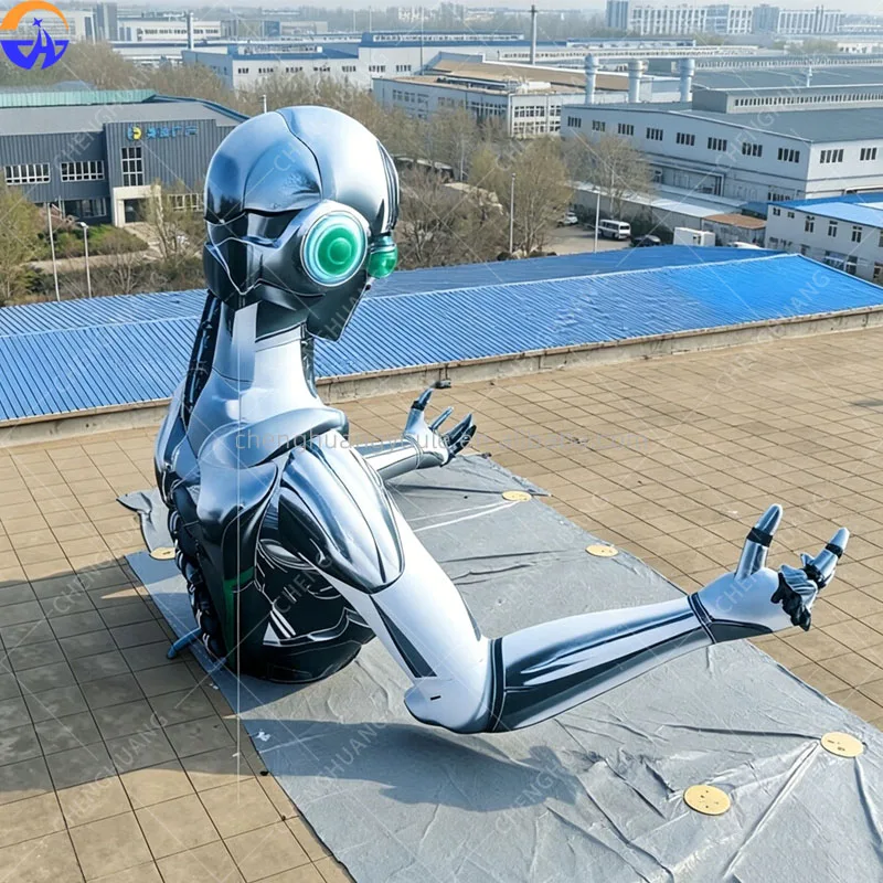 Giant Cyberpunk Inflatable Future Warrior, AI Robot Model for Tech Exhibition Display & Stage Event Decoration Prop
