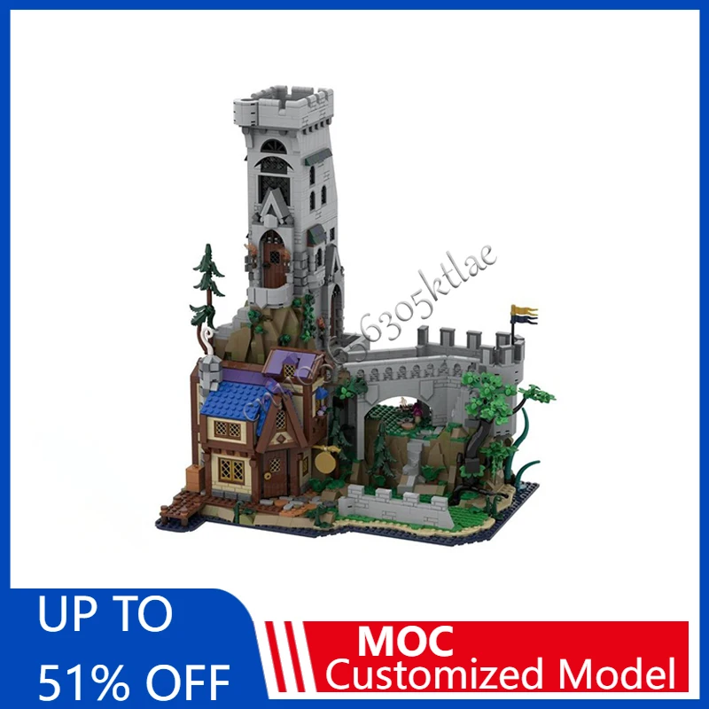 

561 детали Moc, средневековый боевой замок, модульная модель, строительные блоки, наборы «сделай сам», образовательные сборные кирпичи, игрушки, детские рождественские подарки