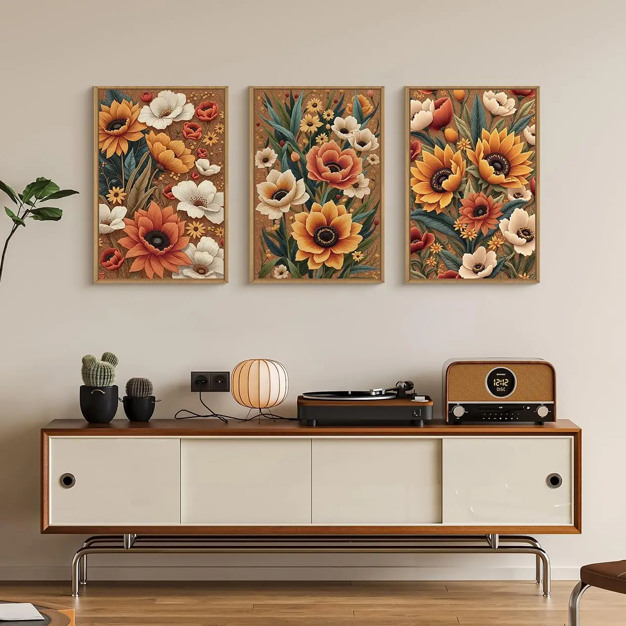 3pcs frameless Canvas Painting  Bohemian Canvas Art Abstract Floral Wall Decoration Plant Wall Paintings Living Room Bedroom Din
