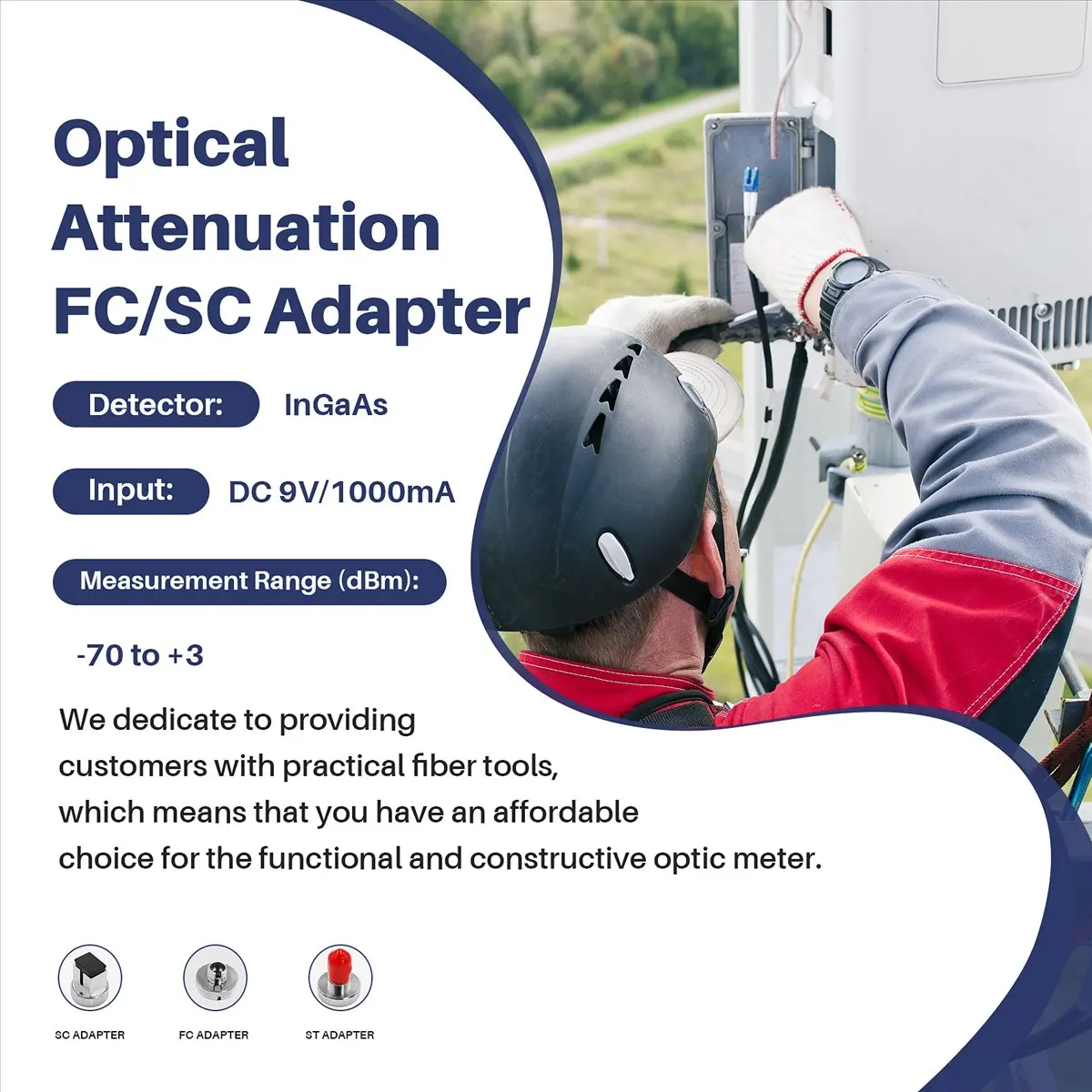 

MYdaY- Handheld Optical Power Meter High Precision Optical Fiber Tester Optical Attenuation Test With Fc/Sc Adapter