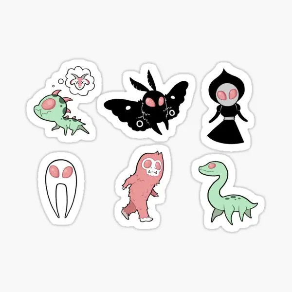 Pastel Cryptids Pink  5PCS Stickers for Luggage Cute Car Water Bottles Art Anime Wall Home Living Room Cartoon Window Laptop Kid