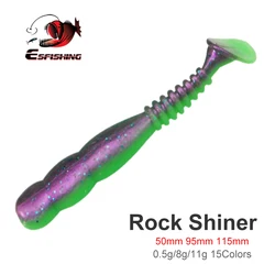 ESFISHING Rock Viber Shad 50mm 95mm 115mm 150mm Rock Shiner Sea Soft Baits Pesca Artificial Silicone Isca Fishing Lures