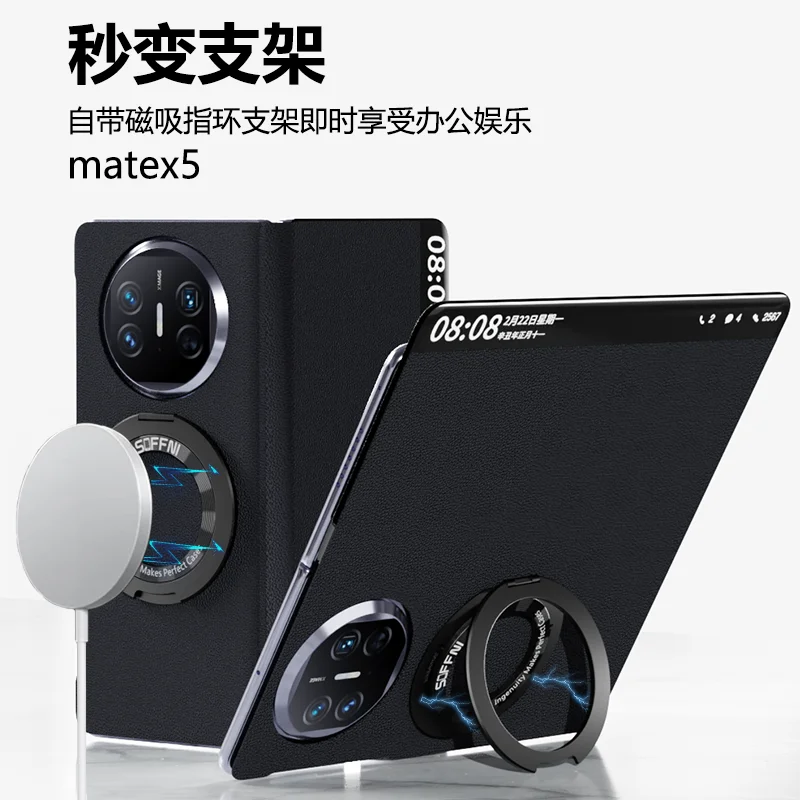 

For Huawei Mate X5 X3 Case Luxury Genuine Leather Magnetic Wireless Charging Smart Window Folding Protect Shockproof Flip Cover