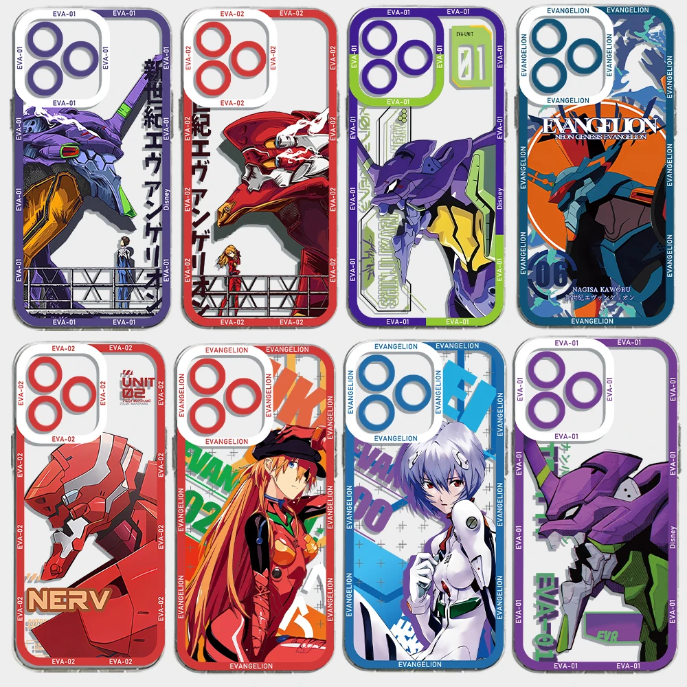 Funda de teléfono de Anime para EVANGELIONs, carcasa transparente para iPhone 16, 15, 14, 13, 12, 11, Mini Pro Max, X, XR, XSMax, 7, 8 Plus, SE20