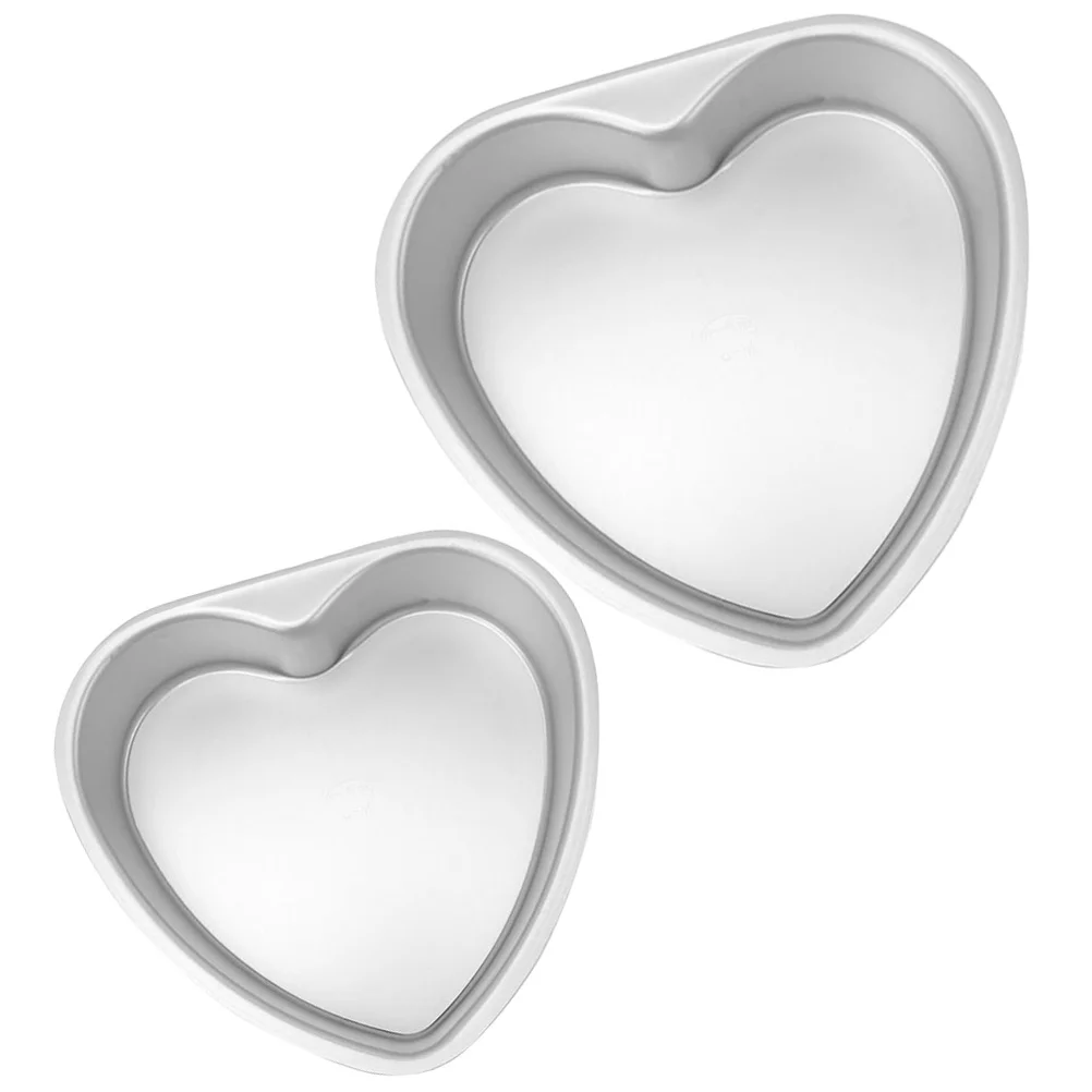 

2 Pcs Heart Cake Mold Cakes Shaped Cupcake Machine Lids Cookie Molds Plate Metal Pan Alloy