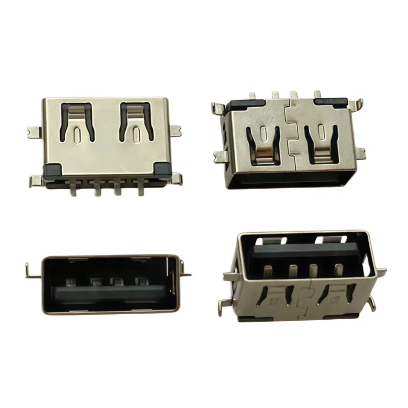 USB 2.0 Type A Female Straight Edge Sinking 1.9MM Short Body 4 Feet 4pin Flat port Straight Inserting Board 4PIN Welding PCB DIY