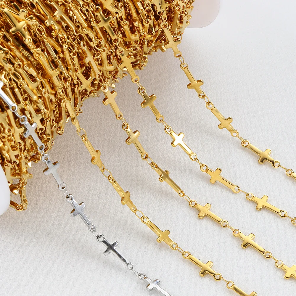 

1Meters Stainless Steel Cross Chain Chains For Jewelry Making DIY Necklace Bracelet Accessories No Fading