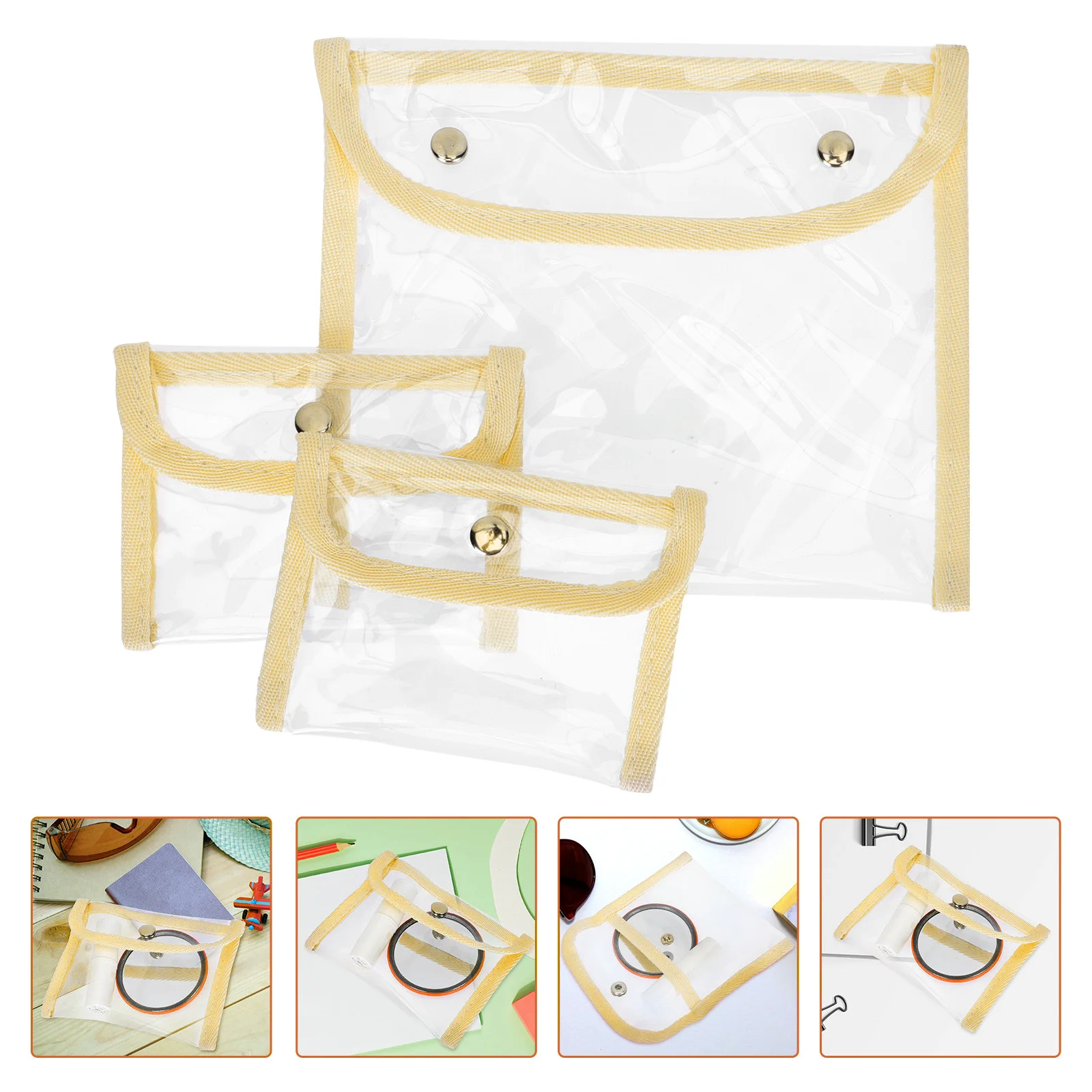 

3pcs Bags Clear PVC Transparent Travel Wash Pouches Large 2 Small Toiletry Bag Storage File File Storage Pouch Pouch