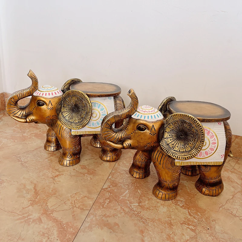 Thailand Elephant Stool Decoration - Southeast Asian Gateway Landing - A Pair of Wealth Attractions