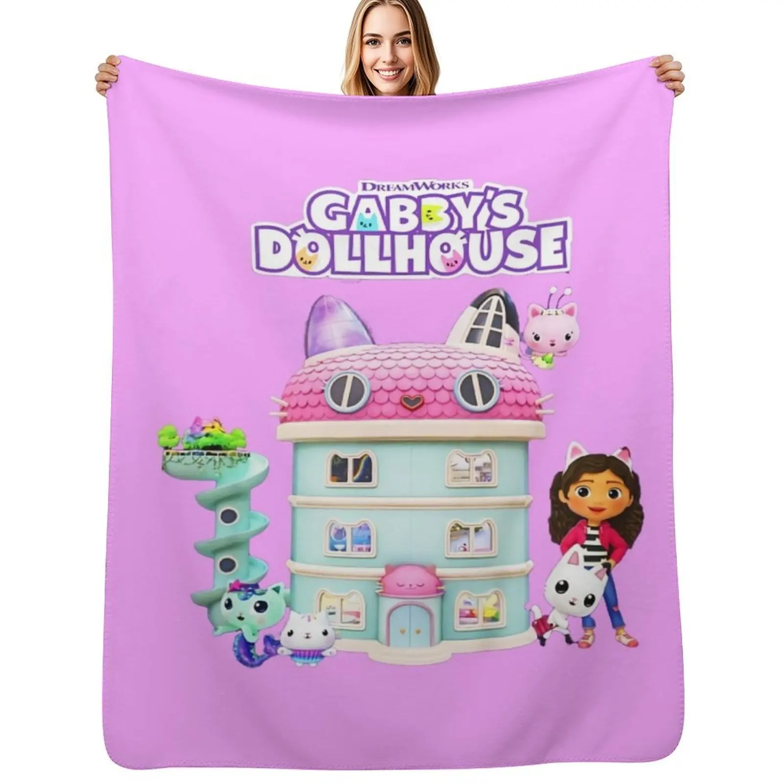 

Kids Gabby's Dollhouse Group Logo T-Shirt Throw Blanket Luxury St Designers Blankets For Sofas Weighted Blankets