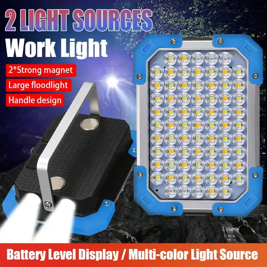 

1PC Rechargeable LED Work Light COB Portable Waterproof For Outdoor Camping Hiking Car Repairing And Job Site Lighting
