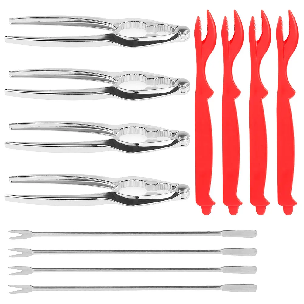 12Pcs Seafood Tools Set Crab Cracker Stainless Steel Lobster Cracker Forks Nut Cracker Shell Claw Lobster Shellers Nut Cracker