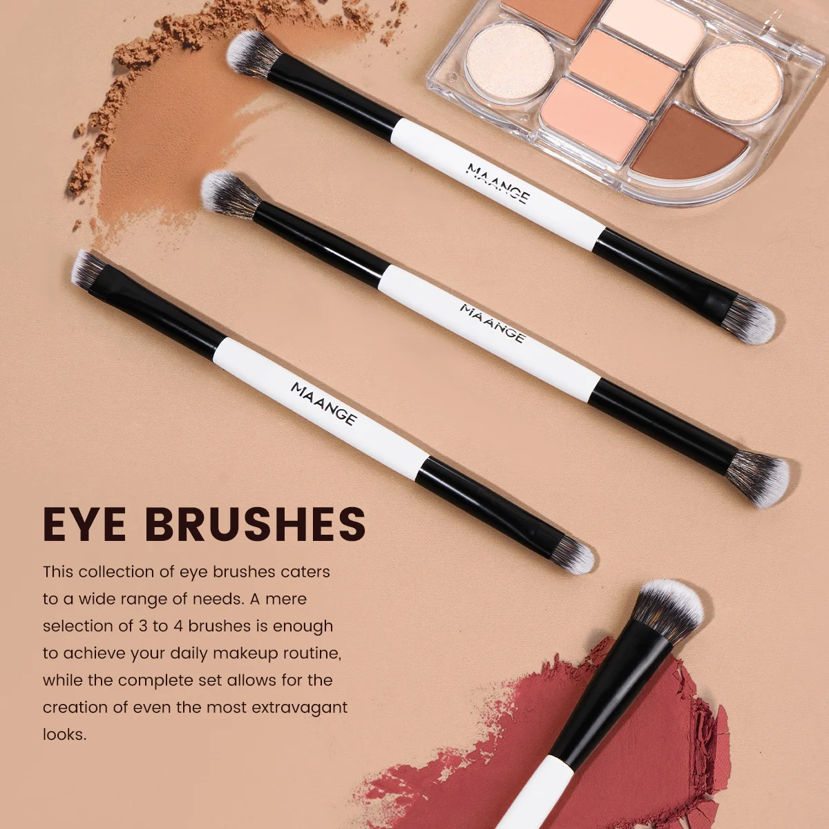 MAANGE 7pcs Premium Double-ended Face Makeup Brushes Perfect for Cheek Forehead Foundation Eyeshadow Blending Deepen Contour Kit