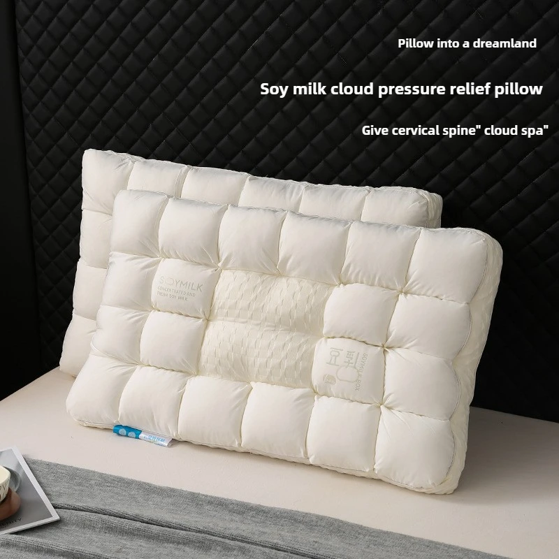 

Soy Milk Cloud Pillow SPA Neck Protection Pillow Moisture Absorption Breathable Sleep Pillow Core 3D High-Resilience Filling 이불