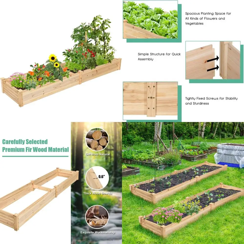 

Eco-friendly Wooden Elevated Garden Beds, Modular Planter Boxes for Outdoor Flower Planting