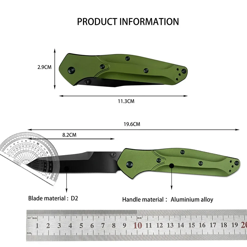 Green BM 940 Osborne Folding Knife D2 Clip Point Blade Aluminum Handle EDC Outdoor Hiking Protable Rescue Pocket Knife