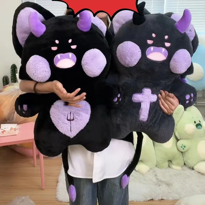 40/90cm Demon Dudu Cat Doll Pillow Plush Toy Evil Fox Cute Kawaii Stuffed Plushie Soft Kitten Meow Cotton Sofa Cushion Kids Gift