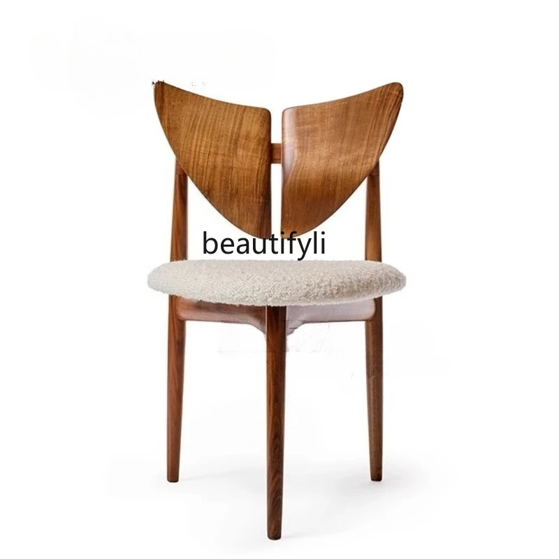 

New Chinese-style solid wood dining chair Modern special-shaped back chair Creative homestay designer leisure negotiation chair