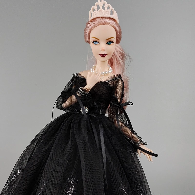Black Handmade Clothes For 11.5" Doll Outfits Princess Dress 1/6 Dolls Accessories Puff Sleeve Bowknot Party Gown Toy view 5