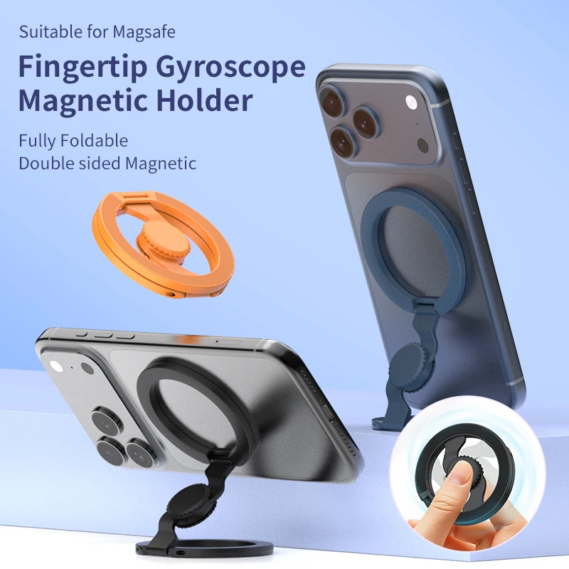 Double-Sided MagSafe Phone Holder Dual ring magnetic Foldable 360° Rotating Stand with Strong Magnet Finger Grip Suppor