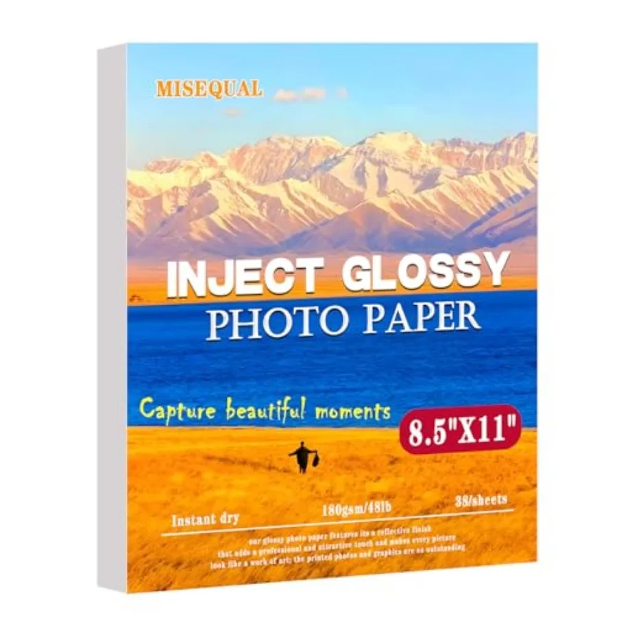 38Sheets Glossy Photo Paper Instant Dry 8.5 x 11in Brochures Cards