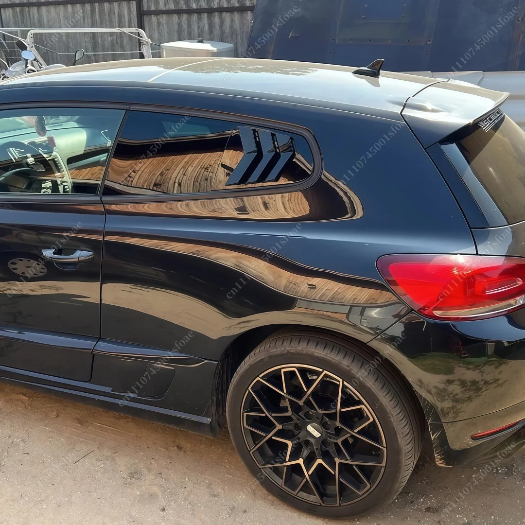 2PCS For Volkswagen Scirocco 2009-2018 Gloss Black Rear Side Window Louver Triangle Shutter Vent Cover Guard Exterior Body Kit