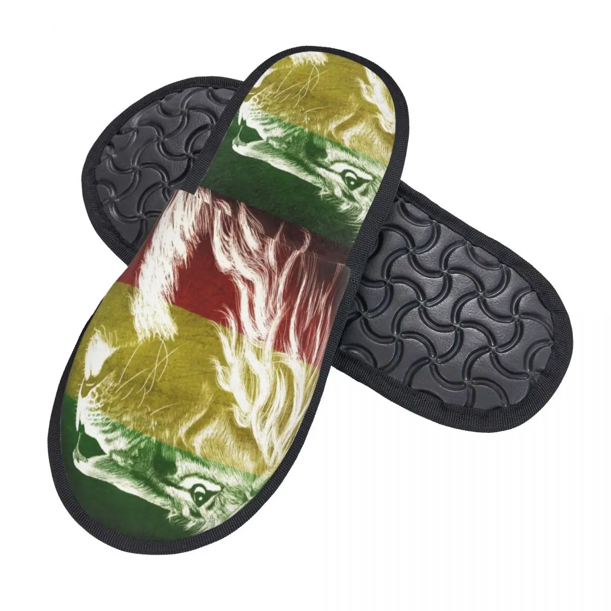 Custom King Of Judah Rastafarian Rasta Lion Memory Foam House Slippers Jamaica Flag Jamaican Proud Cozy Warm Anti-Skid Slipper