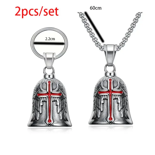 2 pieces/set cross motorcycle bell keychain men’s riding exorcism lucky accessories