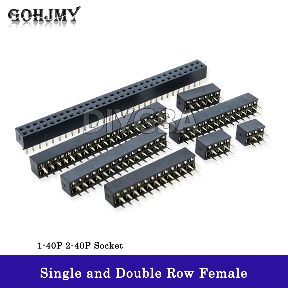 5PCS 1x40P 1x50P Single Row Dislocation Male Female PCB Pin Header Socket Connector Pinheader SMT 1.27 2.0 2.54 mm