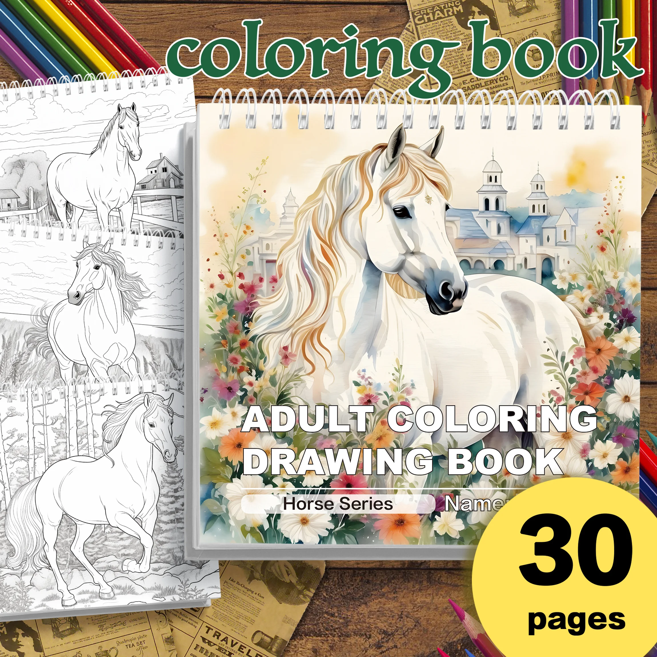 1pc Experience Tranquility and Enjoyment with Our Elaborate Horse Coloring Book for Adults – Perfect for Any Skill Level