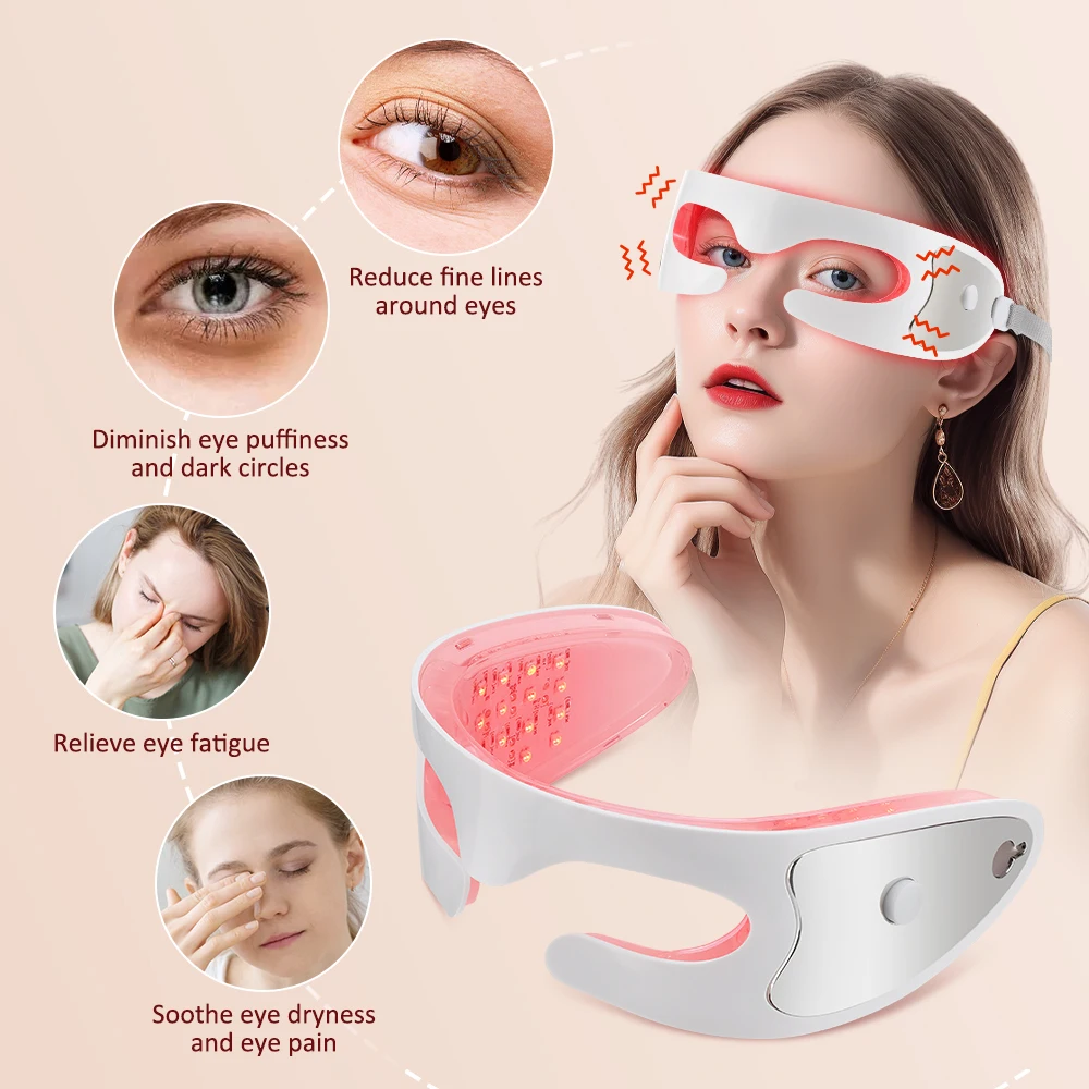 Oog Huidverzorging Massager Trillingen Rood Licht Therapie LED Oogmasker voor Lijnen Rimpels Donkere Kringen Verwijdering Schoonheidsapparaat