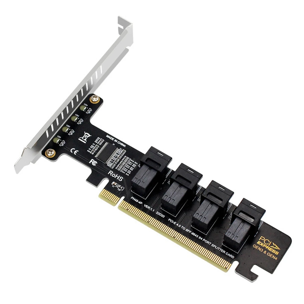 1 Uds PCI-E 16X a cuatro U.2 NVME SFF-8643 PCIe SSD tarjeta adaptadora PCIE 4,0 tarjeta divisora para placa base SSD SFF-8639