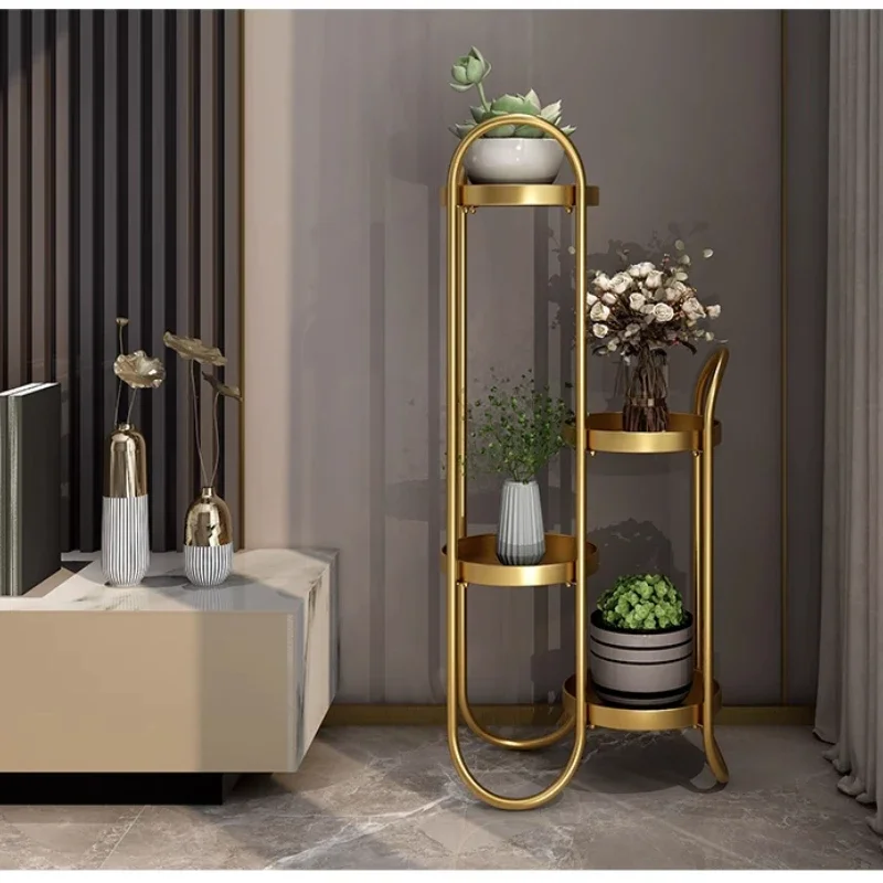

Elegant Movable Iron Plant Stand Indoor Balcony Flower Shelf Multi-Layer Plant Holder for Succulents Home Decoration