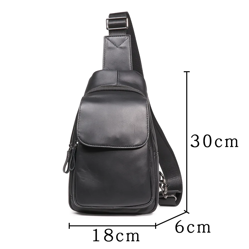 Men's Genuine Leather Chest Bag -Full Grain Leather Crossbody Sling Bag - Fashionable Outdoor Shoulder Pack for Hiking