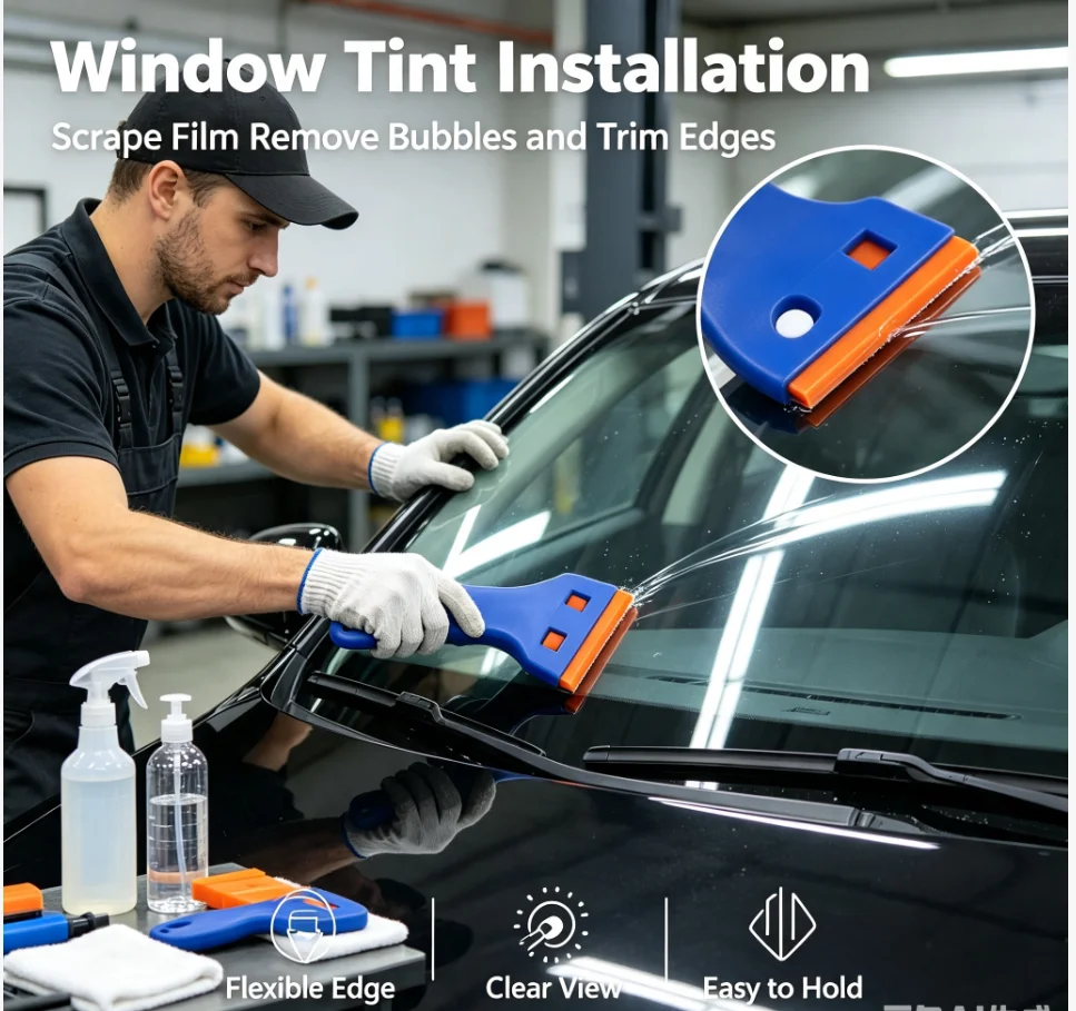 Car Sticker Remover Multipurpose Plastic Small Paint Automotive Glue Removal Tool Household Glass Cleaning Scraper Set