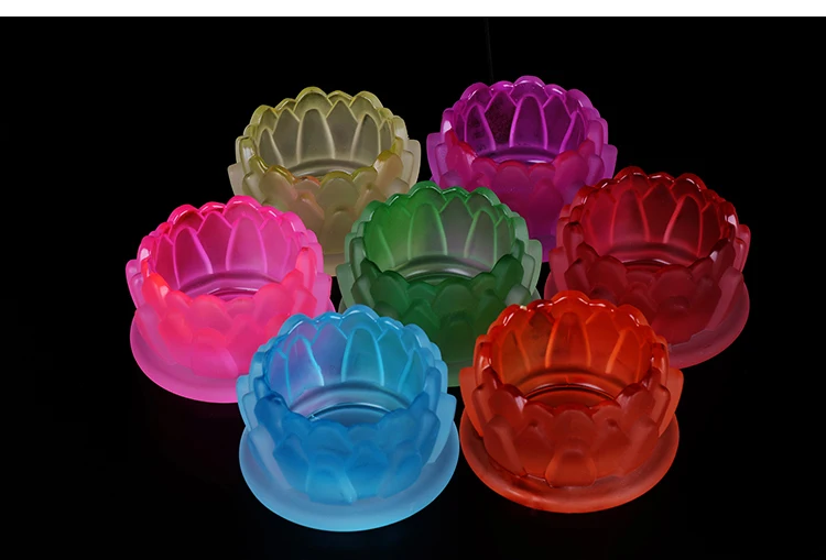 2 SET  7 Colored Glaze Lotus lamp holder Holy water cup  total 14P .