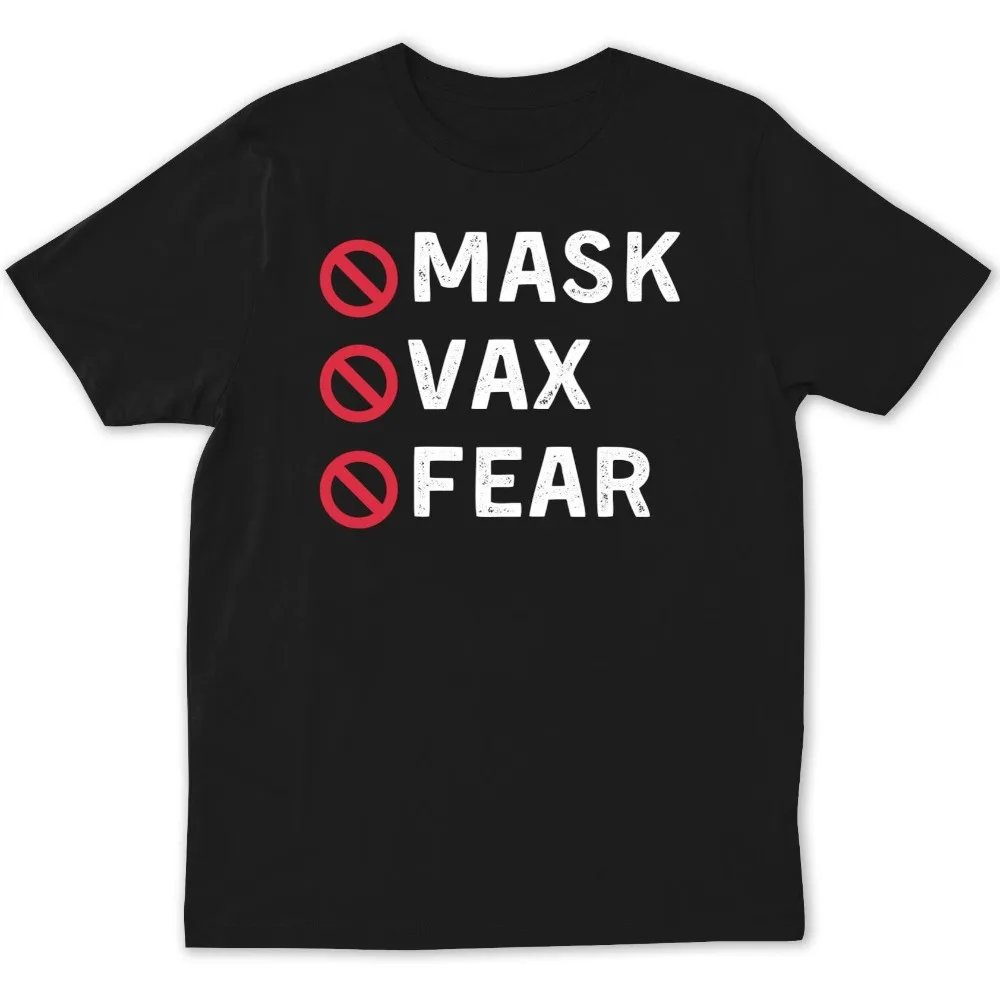 

Anti Vaccine Freedom No Mask No Vax No Fear T-shirt Letters Slogan Printed Tshirt Men Women Summer Casual Cotton Short Sleeve
